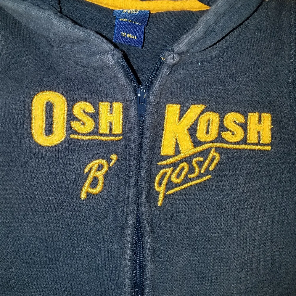 🤑5/$25 OSHKOSH Hooded Zipper One Piece Romper 12M